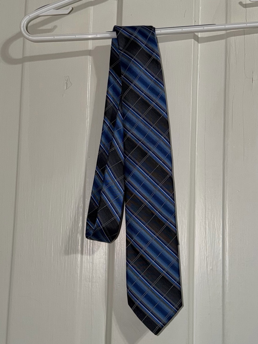 Bespoke men's tie Blue and Black Diagonal Stripe Tie